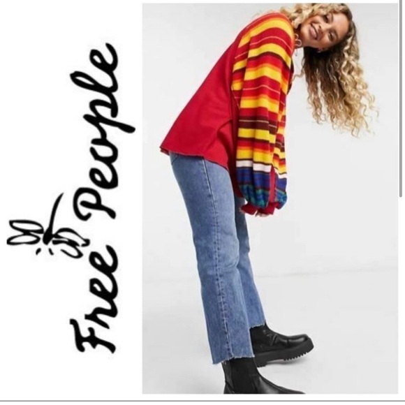 Free People Rainbow Dreams Pullover Knit Top - Picture 1 of 10